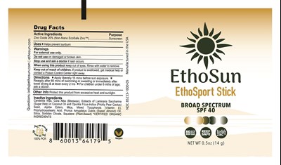 Image Description (Ethosun Ethosport Stick Label)